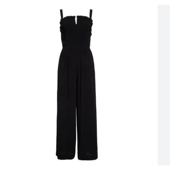 Madewell Pants - Madewell Pintuck Ruffle Cami Wide Leg Jumpsuit in Sol Black Size 6